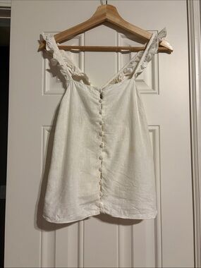 Madewell Cream Ruffle-Strap Button-Front Camisole